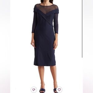 New Laundry by Shelli Segal Mesh Detailed Midi Dress